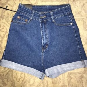 High Waist Medium Wash Jean Shorts